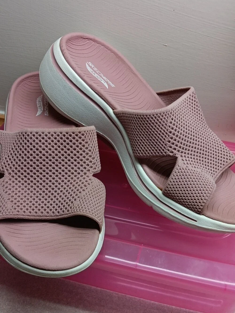 Comfort Knit Slide Sandals in Mauve Blush